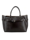 AVENUE 67 BROWN LEATHER TOTE,11068021