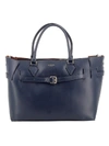 AVENUE 67 BLUE LEATHER TOTE,11068018