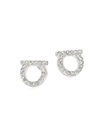 Ferragamo Silvertone & Pavé Logo Stud Earrings/0.3"