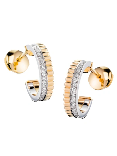 Boucheron Women's Quatre Radiant Edition 18k Yellow Gold, White Gold & Diamond Hoop Earrings