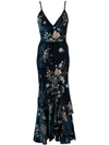 MARCHESA NOTTE FLORAL EMBROIDERED COCKTAIL DRESS