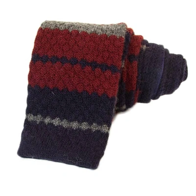 40 Colori Burgundy Striped Wool & Cashmere Knitted Tie