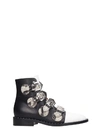 GIVENCHY ELEGANT FL LOW HEELS ANKLE BOOTS IN BLACK LEATHER,11068678