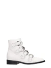 GIVENCHY ELEGANT FL LOW HEELS ANKLE BOOTS IN WHITE LEATHER,11068677