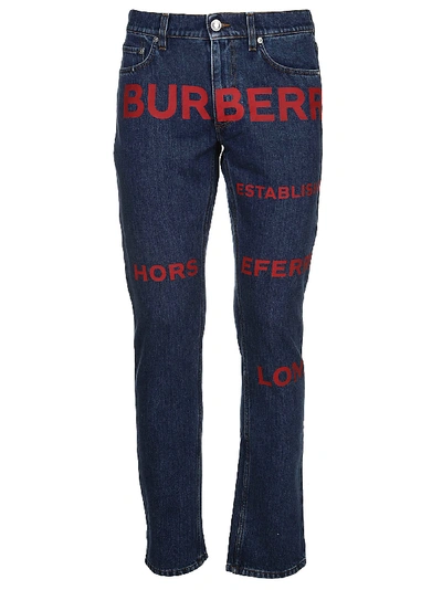 Burberry Logo Print Jeans In Denim