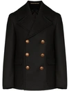 Givenchy Embossed-buttons Double-breasted Coat In Black