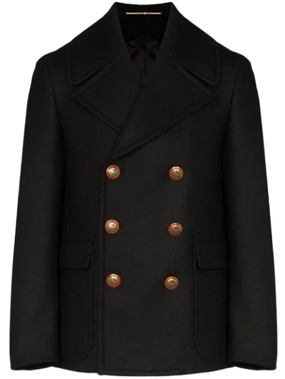 Givenchy Embossed-buttons Double-breasted Coat In Black