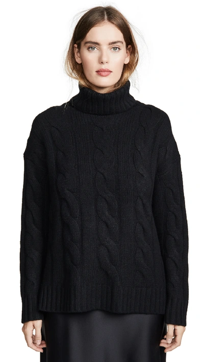 Nili Lotan Brynne Roll-neck Cable-knit Cashmere Jumper In Black