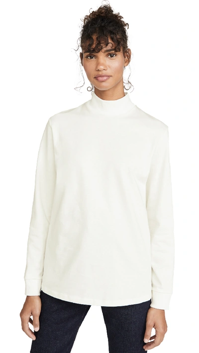 Theory Mock Neck Long Sleeve Top In White