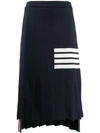 Thom Browne Navy 4-bar Engineered Below-knee Pleated Skirt In Blue