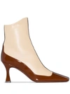 MANU ATELIER BEIGE, BROWN AND BLACK DUCK 80 PATENT LEATHER BOOTS