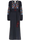 FIGUE JONI FLORAL-EMBROIDERED MAXI DRESS