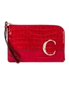 CHLOÉ CHLOE C CROC EMBOSSED POUCH IN RED,CLOE-WY501