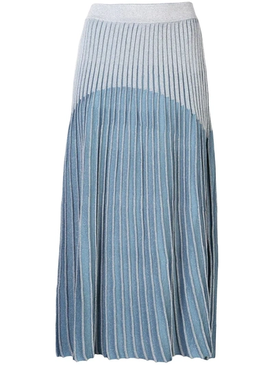 Balmain Metallic Jacquard-knit Midi Skirt In Blue