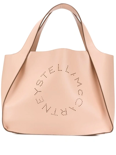 Stella Mccartney Perforated Logo Tote In Neutrals