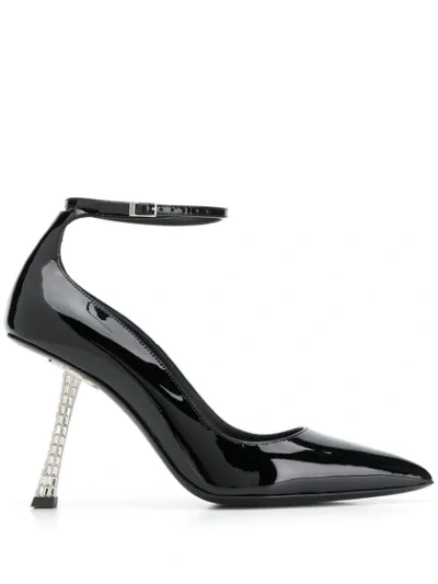 Giuseppe Zanotti Farrah Strappy 90 Crystal Heel Pumps In Patent Leather- Delivery In 3-4 Weeks In Black