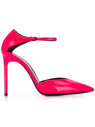 Saint Laurent 105毫米“anja”漆皮高跟鞋 In Fuchsia,pink
