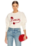 Loewe Logo Embroidered Wool Knit Sweater In White & Red