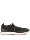 Loro Piana 360 Flexy Walk Leather-trimmed Knitted Wish Wool Sneakers In Caviar