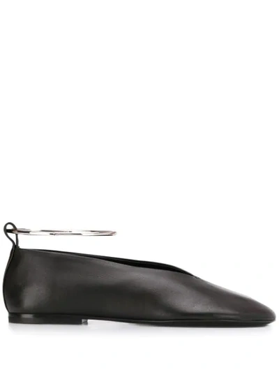 Jil Sander Ankle Strap Ballerina Shoes In Black