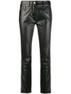 MOSCHINO LEATHER-EFFECT SLIM-FIT TROUSERS