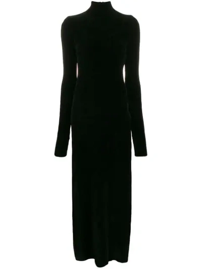 Jil Sander Chenille Knitted Maxi Dress In Black