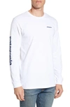 Patagonia Long Sleeve Logo T-shirt In White/ Stone Blue