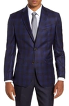 TED BAKER JAY TRIM FIT CHECK WOOL SPORT COAT,TB15275 452