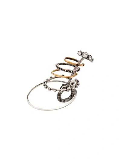 Alexander Mcqueen Silver And Gold-tone Crystal Ear Cuff