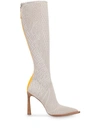 FENDI FFRAME JACQUARD POINTED TOE BOOTS