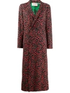 La Doublej Leopard Print Duster Coat In Red