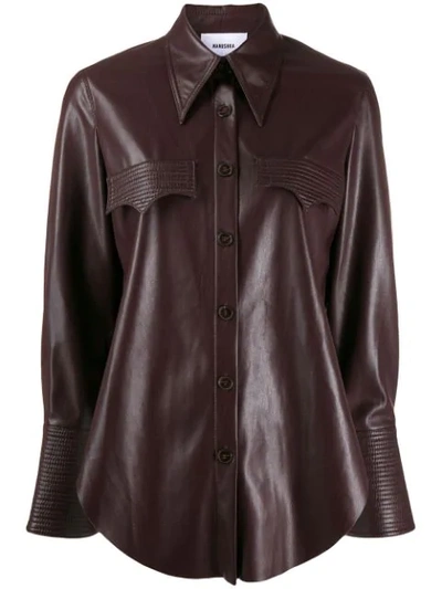 Nanushka Elpi Vegan Leather Western Shirt In Purple