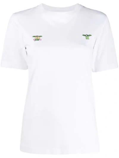 Kirin Front Embroidered Cotton Jersey T-shirt In White