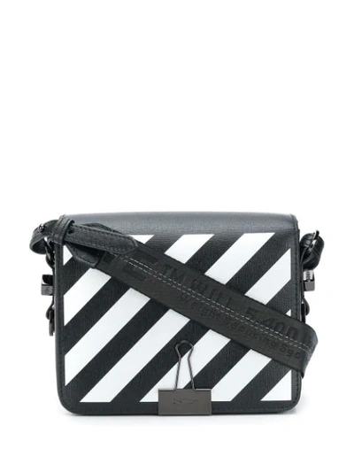 Off-white Diagonal Binder Clip Crossbody Bag In Black