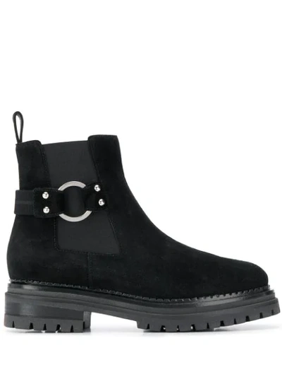 Sergio Rossi Side Buckle Boots In Black