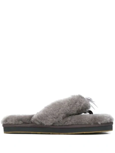 Ugg 10mm Fluff Iii Shearling Flip Flops In Grey