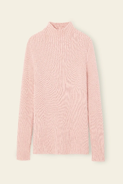 Mansur Gavriel Alpaca Silk Ribbed High Neck Sweater In Rosa