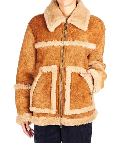 Dsquared2 Sheepskin Jacket With Pockets In Brown
