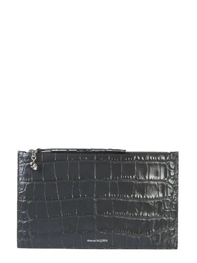 Alexander Mcqueen Grey Leather Clutch