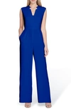 Tahari Split-neck Jumpsuit In Cobalt