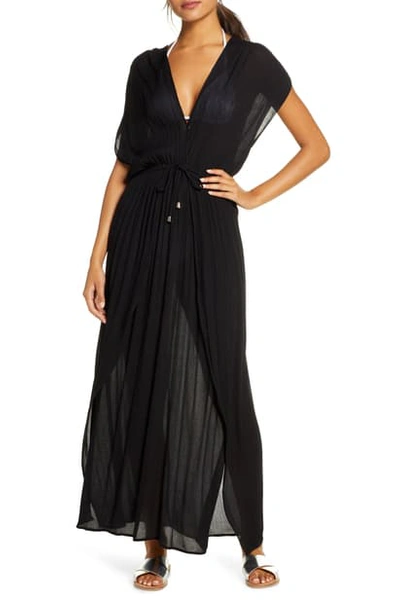 Elan Wrap Maxi Cover-up Dress In Black