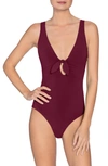 Robin Piccone Ava Plunge Underwire One-piece Swimsuit In Eggplant