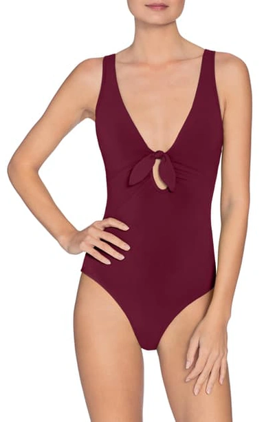 Robin Piccone Ava Plunge Underwire One-piece Swimsuit In Eggplant