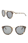 Raen Potrero 50mm Retro Round Sunglasses In Brindle Tort-green