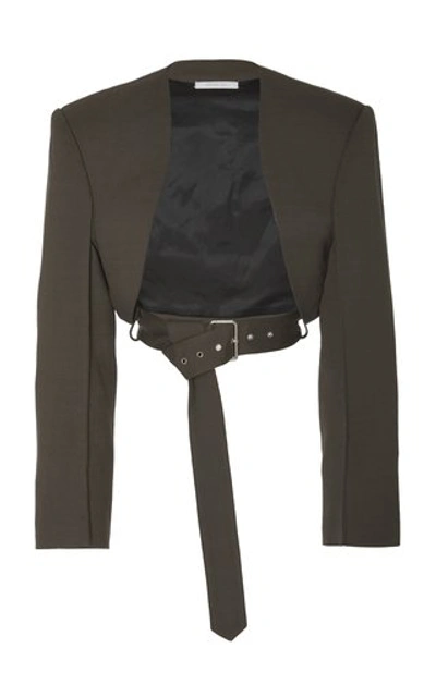 Peter Do Bolero Belted Cropped Crepe Jacket In Grey