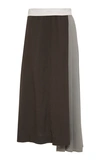 PETER DO COLOR-BLOCKED TWILL MIDI SKIRT,769442