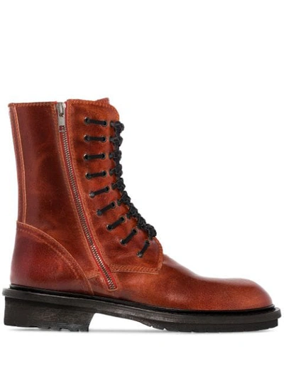 Ann Demeulemeester Lace-up Ankle Boots In Brown