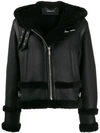 BARBARA BUI SHEARLING TRIMMED BIKER JACKET