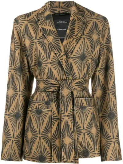 Canessa Geometric Sunburst Print Blazer In Neutrals