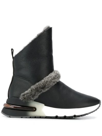 Ash Faux Fur Lined Boots In Black